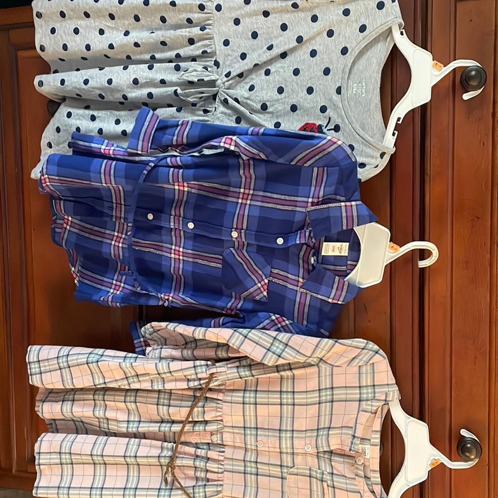 2 Carter’s kid long sleeve dresses, one Oshkosh long sleeve tunic shirt dress.